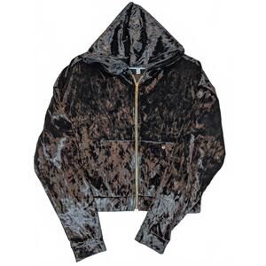 Fabletics Crushed Velvet Zip Hoodie Cropped Athleisure Womens Medium 21x21